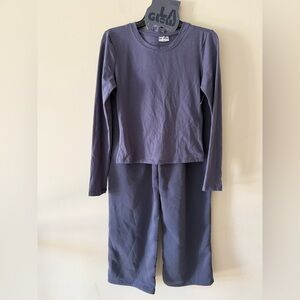 LA Glow Blue Grey Cotton Blend Wide Leg Sweatpants